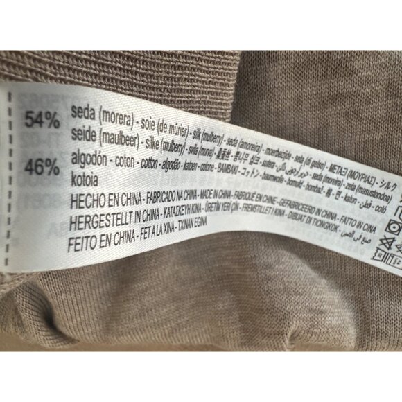 2/$30 ZARA Large Taupe Elastic Waist Wide Leg Silk Cotton Pants - Picture 13 of 14